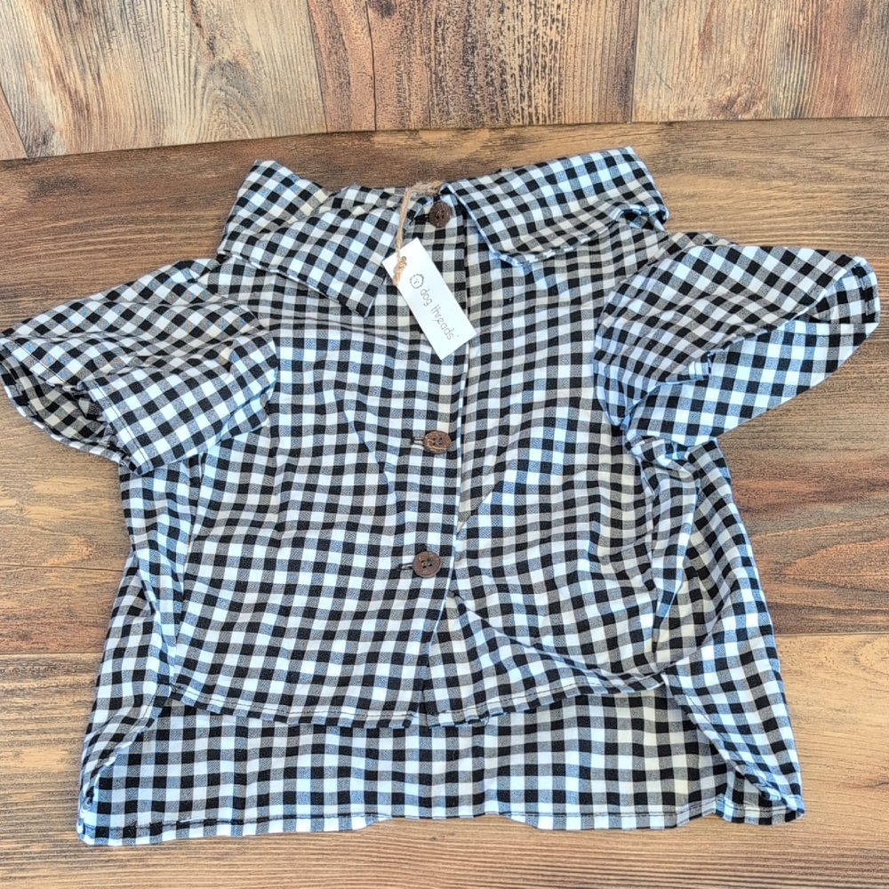 NWT Dog Threads Black and White Checkered Dog Shirt L                       M448